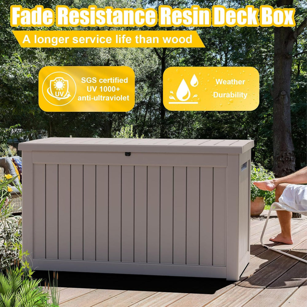 ROJIK Outdoor Storage Housing Deck Box - Waterproof Patio Furniture, Garden T...