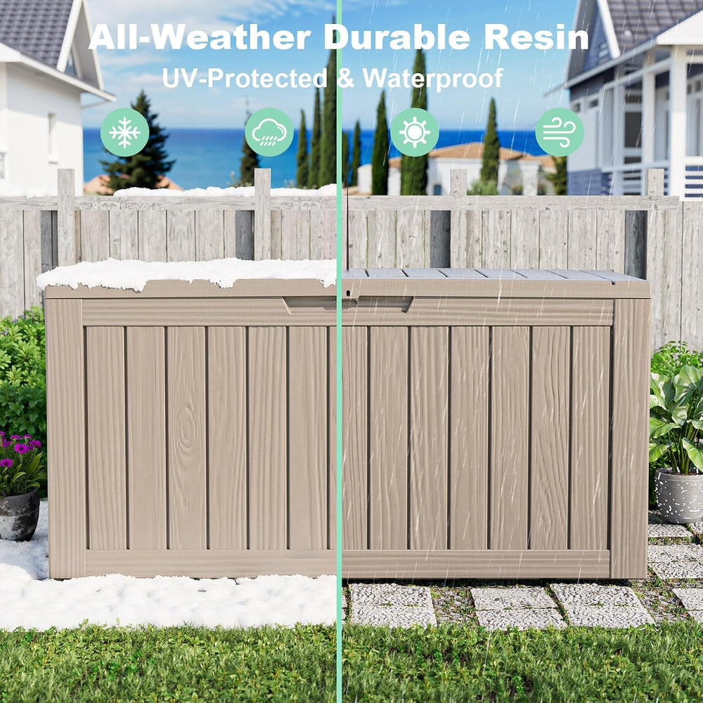 ROJIK Outdoor Storage Housing Deck Box - Waterproof Patio Furniture, Garden T...