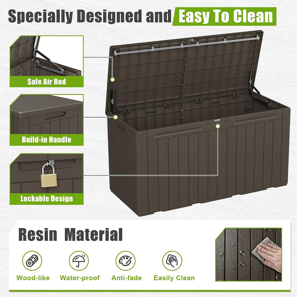 Flamaker Resin Deck Box 100 Gallon Large Outdoor Storage Box Waterproof