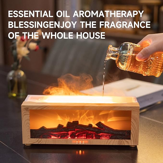 Fireplace Flame Air Diffuser Humidifier, 7 Colors Aromatherapy Essential Oil