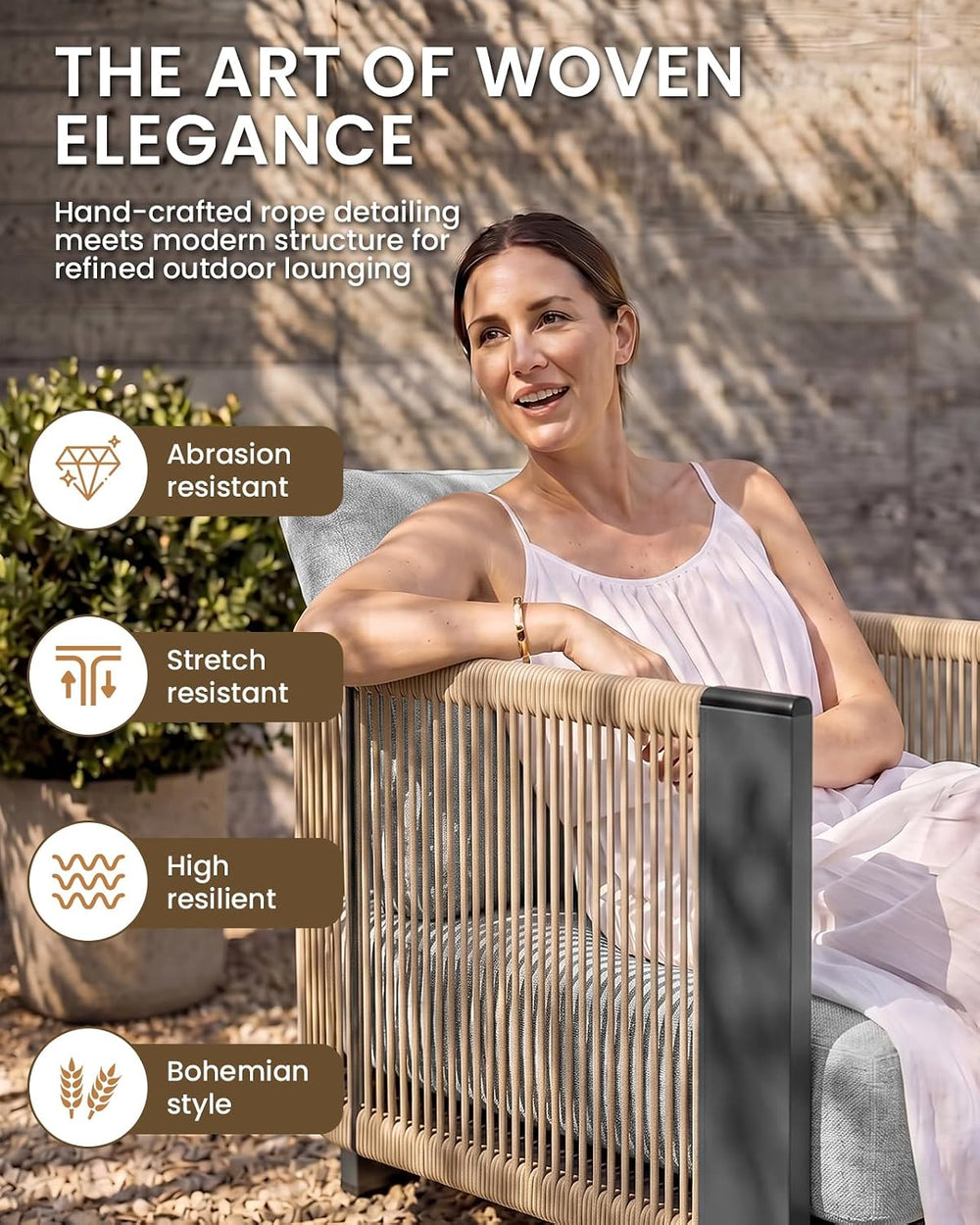 Luxury Patio Furniture Set, 5-Piece Curved Outdoor Furnitrue Set with Weather...
