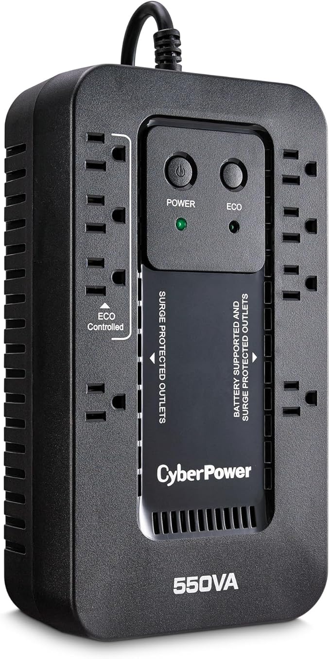 CyberPower EC550G Ecologic UPS Battery Backup and Surge Protector, 550VA/330W