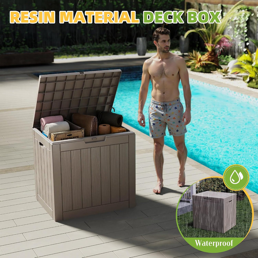ROJIK 40 Gallon Resin Deck Box, Lockable Waterproof Weatherproof Outdoor Stor...
