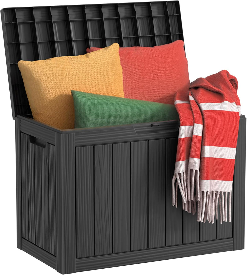 45 Gallon Waterproof Resin Deck Box, UV Resistant Outdoor Storage for Garden,...