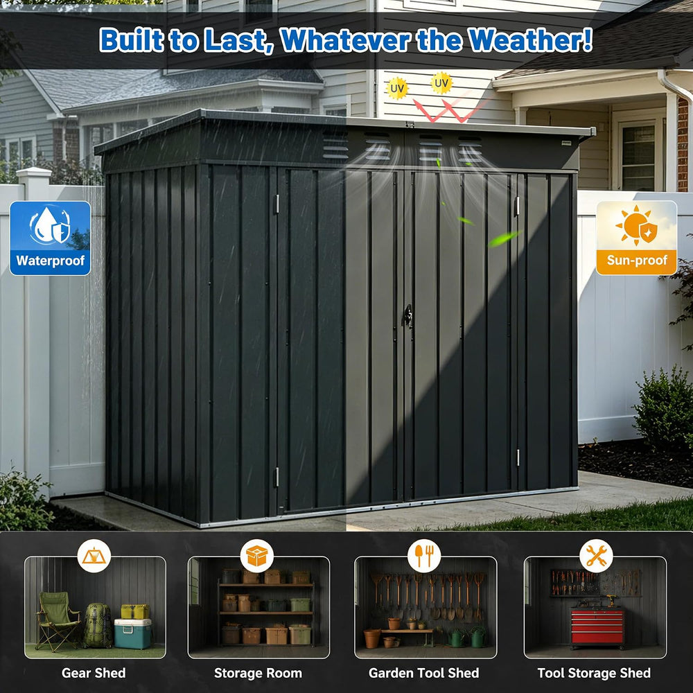 Domi Outdoor Storage Shed 6x4 FT,Metal Outside Sheds&Outdoor Storage Galv...