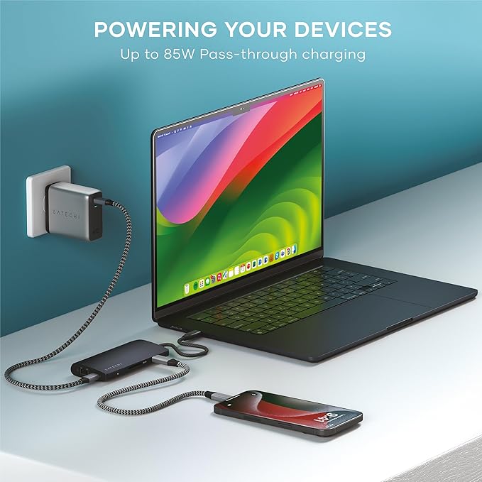 Satechi 8 in 1 USB C Hub Multiport Adapter V3, 8K HDMI, 100W Charging, 4 USB