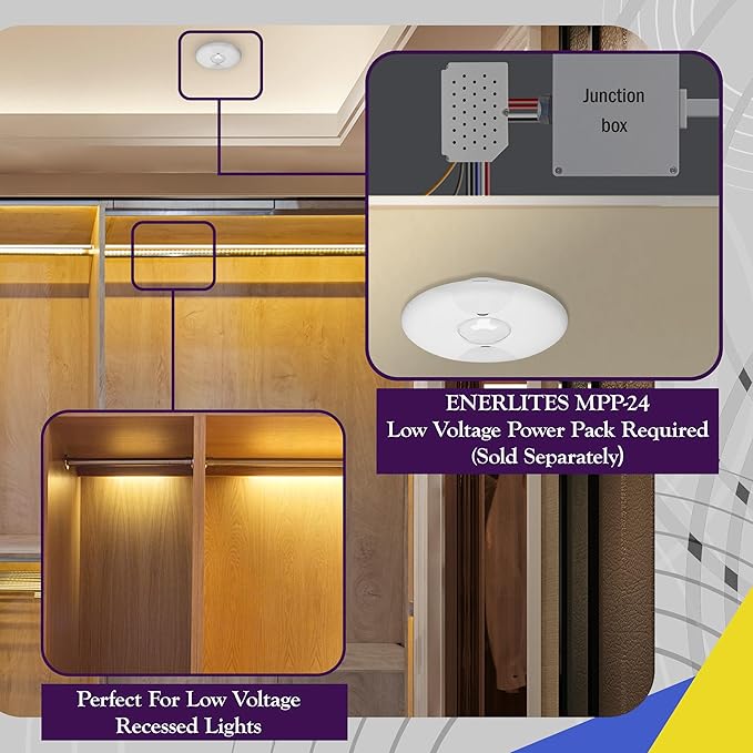 ENERLITES Low Voltage Ceiling Sensor Pir Occupancy Motion Detector, 360° Field