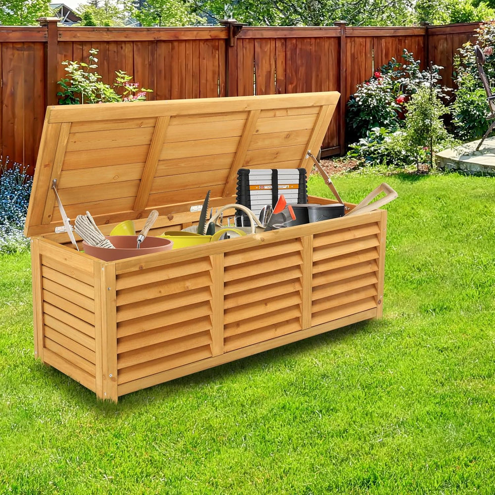 VINGLI 47 Gallon Wood Deck Box (Natural)