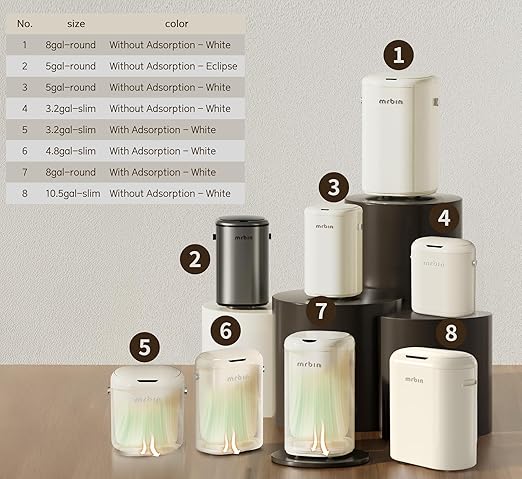MRBIN Stainless Steel Motion Sensor Tall Bathroom Trash Can
