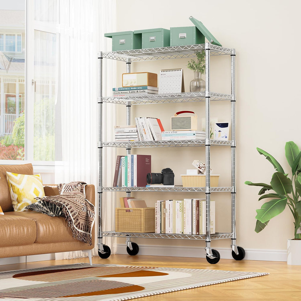 M MZG 5-Shelf Storage Shelves,Wire Shelving Heavy Duty Metal Storage Shelving...
