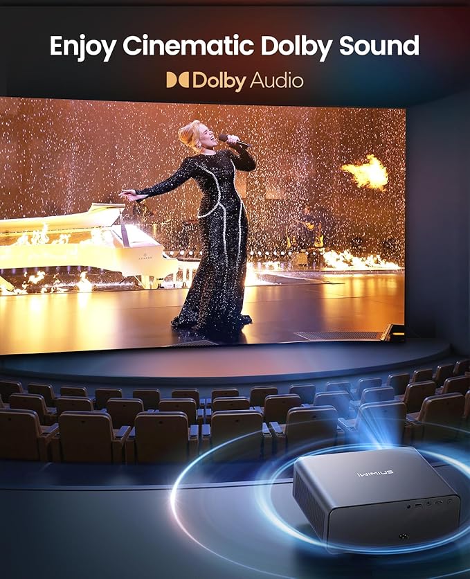 Smart-Projector with WiFi6 and Bluetooth, Outdoor Movie Projector & DoIby