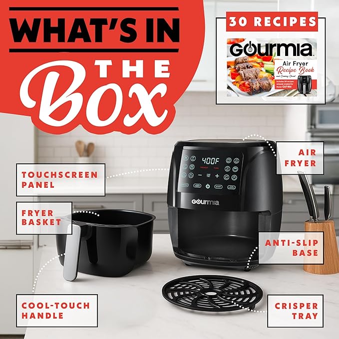 Gourmia Air Fryer Oven Digital Display 4 Quart Large AirFryer Cooker 12 1-Touch