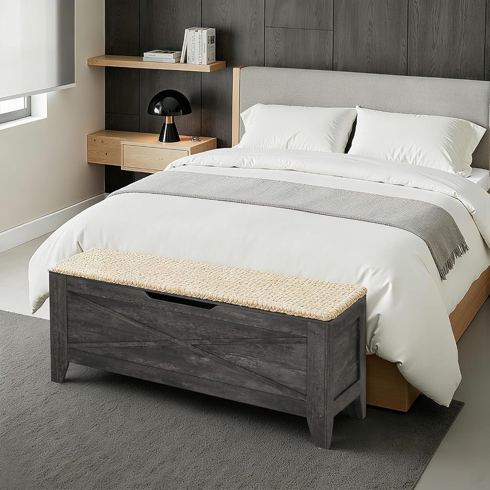 VECELO 43.3" Storage Bench, Entryway Shoe Ottoman, Farmhouse Style Bench...