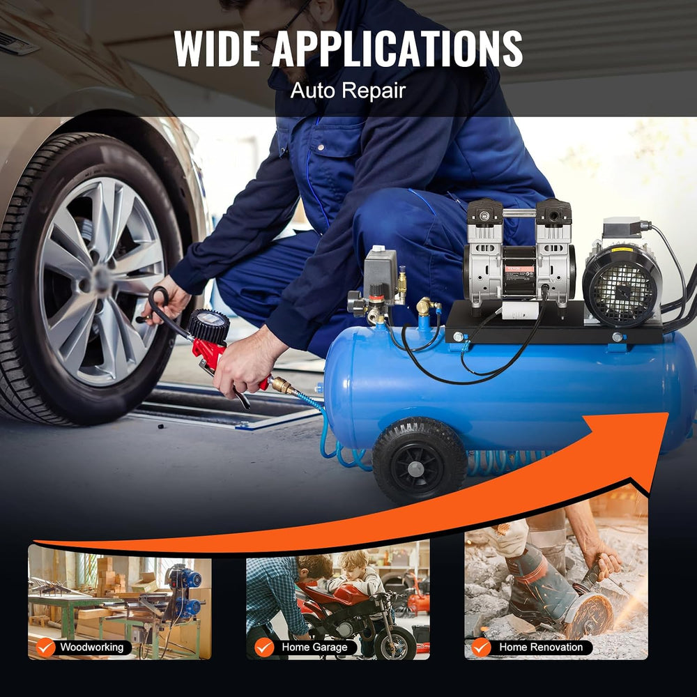 VEVOR Air Compressor Motor, 2HP 5.2CFM @ 90PSI Oil Free Air Compressor Pump &...