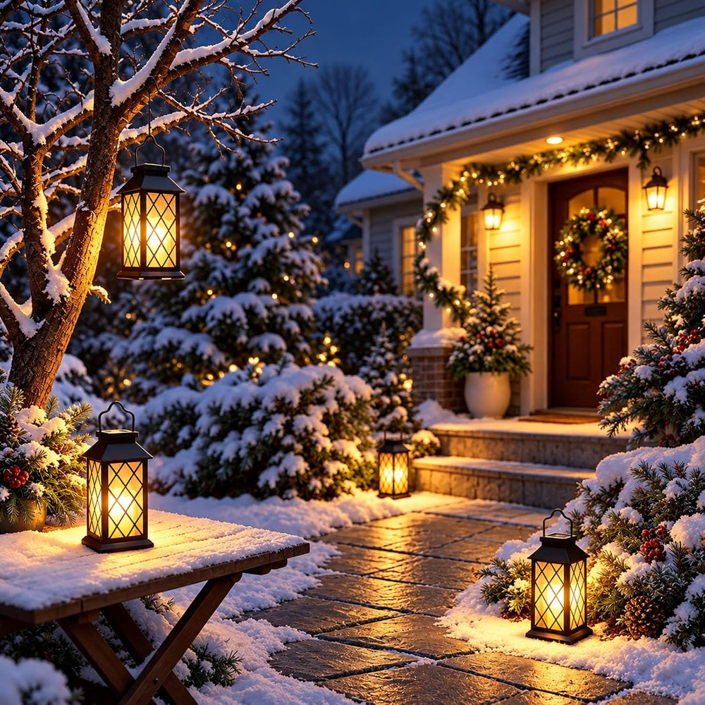 Yowin 2 Pack 9" Solar Lanterns Outdoor Waterproof with Flickering Candle