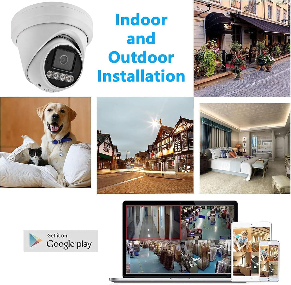 Real HD 8MP 4K PoE IP Full Color Night Vision Security Camera Outdoor, 2.8mm ...