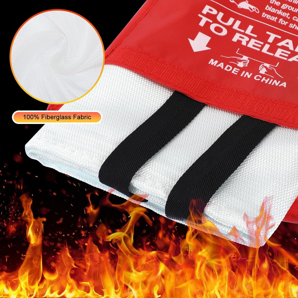 Macarrie 10 Pack Emergency Fire Blanket Bulk with Hooks and Gloves 40'...