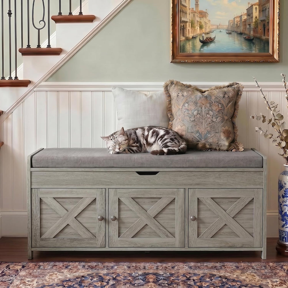 Marsail Shoe Storage Bench with Seating, Farmhouse Entryway Bench with Shoe S...