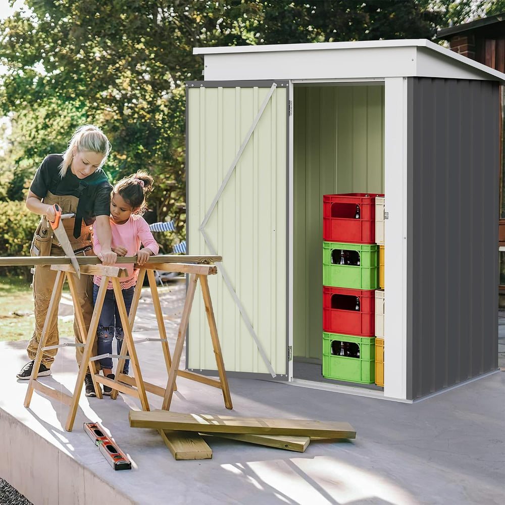 Furniwell 5x3 FT Outdoor Storage Shed, Metal Garden Sheds Outdoor Storage Hou...