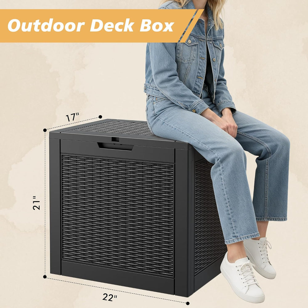 Fancyango 32 Gallon Outdoor Storage Deck Box Waterproof, Black