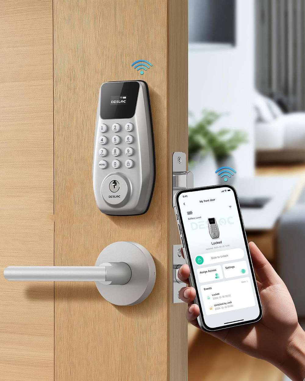 DESLOC Fingerprint WiFi Smart Lock, K120 Keypad Deadbolt Up to 16 Months