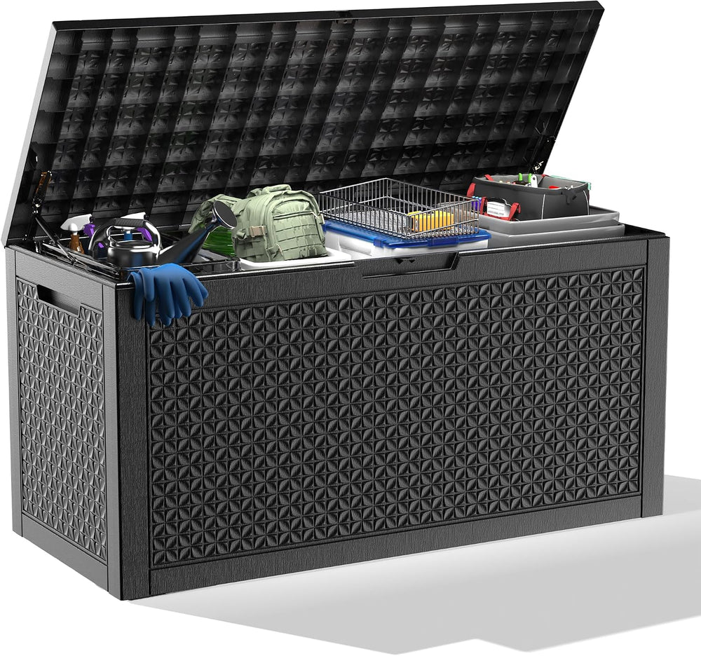 ROJIK 110 Gallon Deck Box Outdoor, Waterproof Outdoor Storage Boxes with Lids...