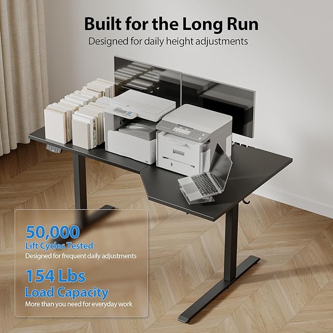 Agilestic Electric Standing L-Shaped 59 Inches Height Adjustable Desk, Sit and