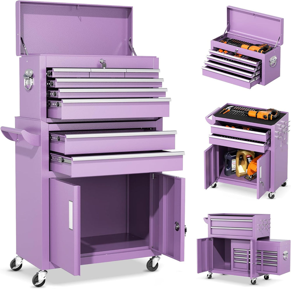 INTERGREAT 8 Drawers Tool Chest, 42'' Large Rolling Tool Chest with D...