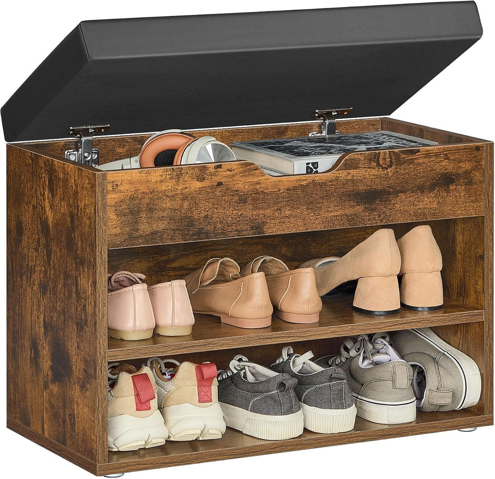 VASAGLE Storage Bench with Cushion, Shoe Bench, 11.8 x 23.6 x 17.3 Inches