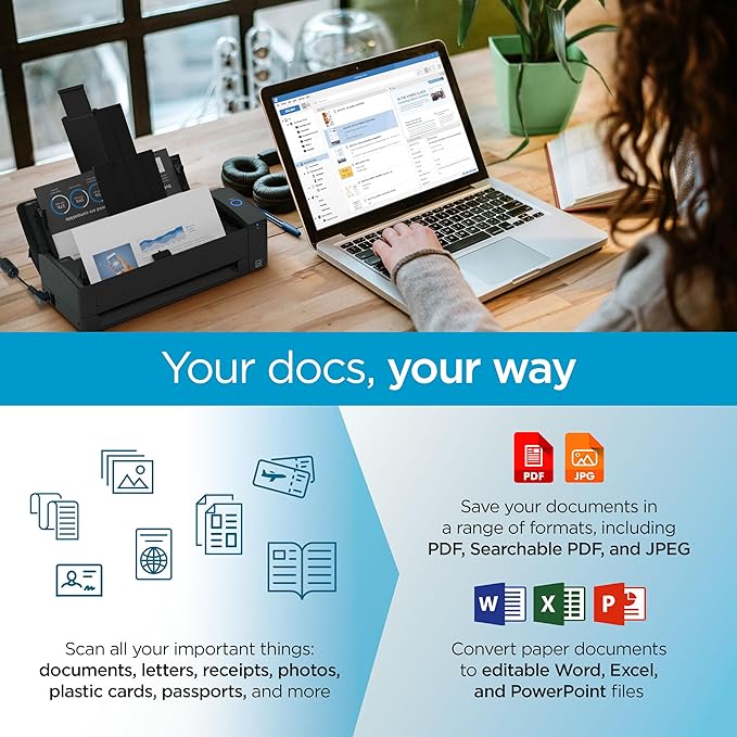 ScanSnap iX1300 Compact Wireless or USB Double-Sided Color Document, Photo &