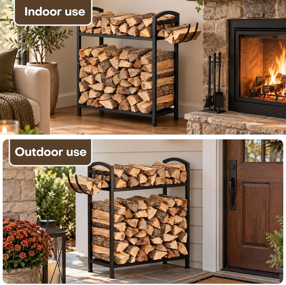 Homde Sturdy Firewood Rack Indoor: 23.8" Metal Fire Wood Storage Racks