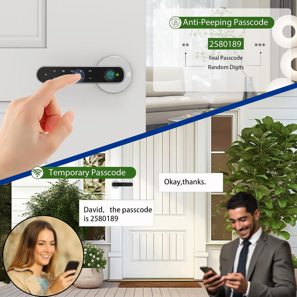 Fingerprint Door Lock, 5-in-1 Smart Door Knob with Handle, Biometric Keyless ...