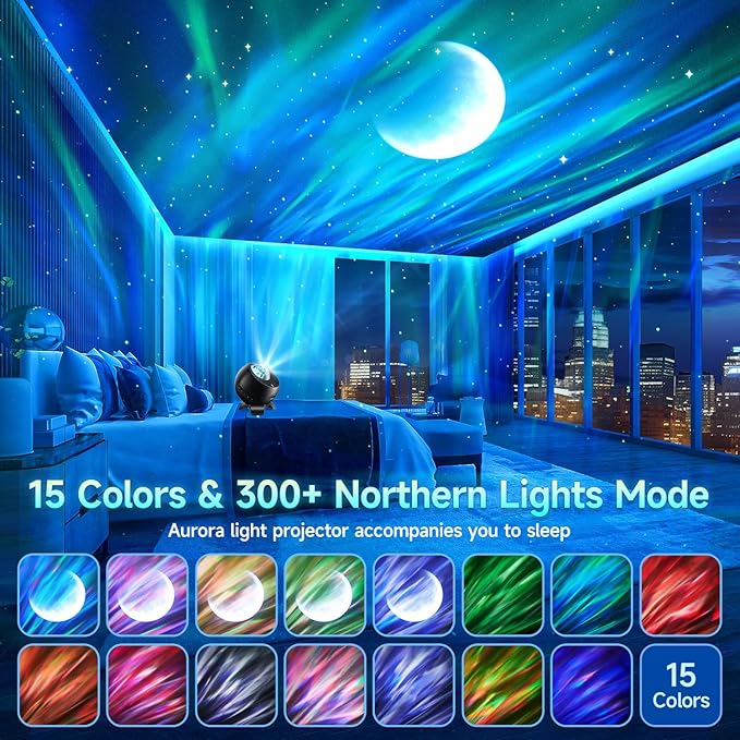 Northern Galaxy Light Projector, 300+Modes & 5 Films Star Projector, 15 W...