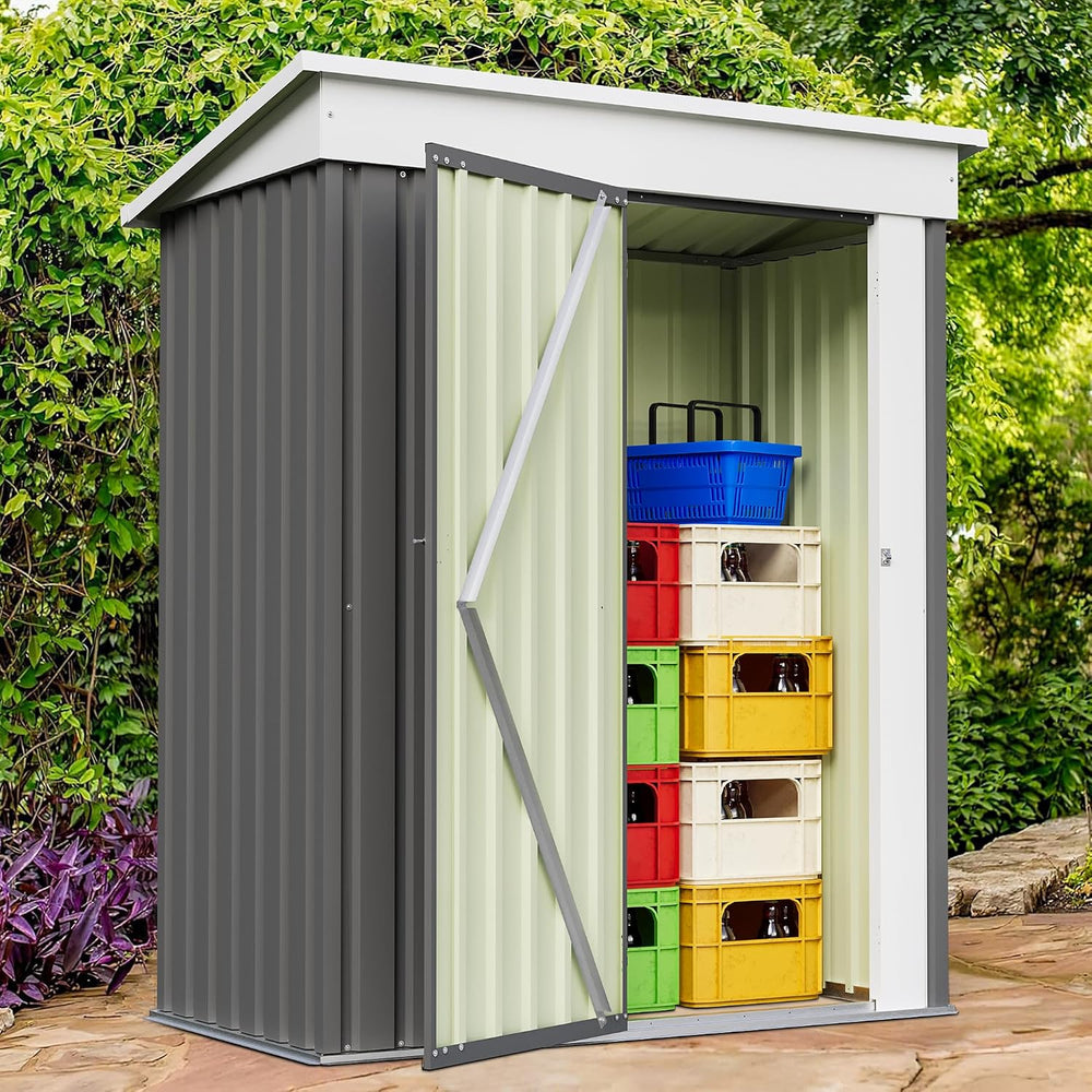 Furniwell 5x3 FT Outdoor Storage Shed, Metal Garden Sheds Outdoor Storage Hou...