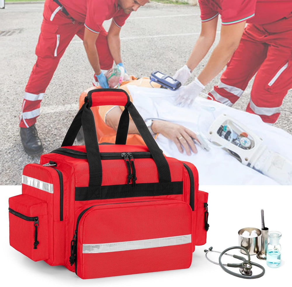 Damero Professional Medical Bag Empty, First Responder Trauma Bag, Red