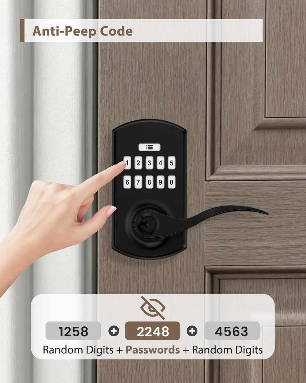 Keypad Door Lock with Handle, Electronic Keyless Entry Door Lock with Code, S...