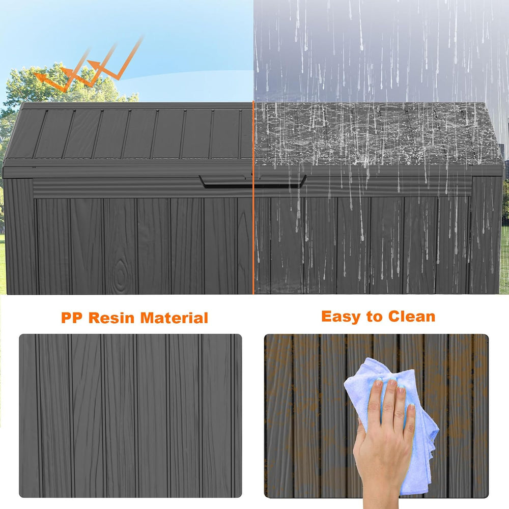 PatioZen 75 Gallon Resin Deck Box,Waterproof Outside Storage Boxes Patio Outd...