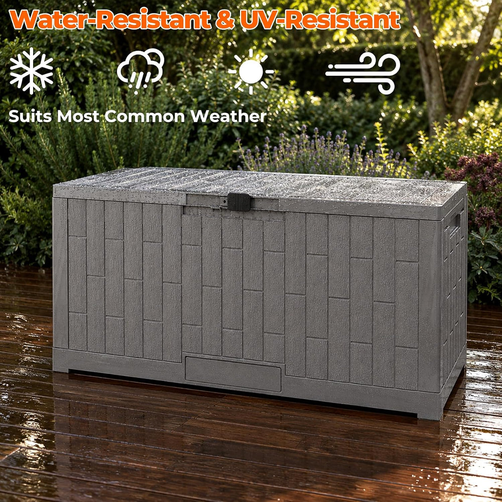 Outdoor Storage Box, 120 Gallon Waterproof Resin Patio Deck Box (Grey)