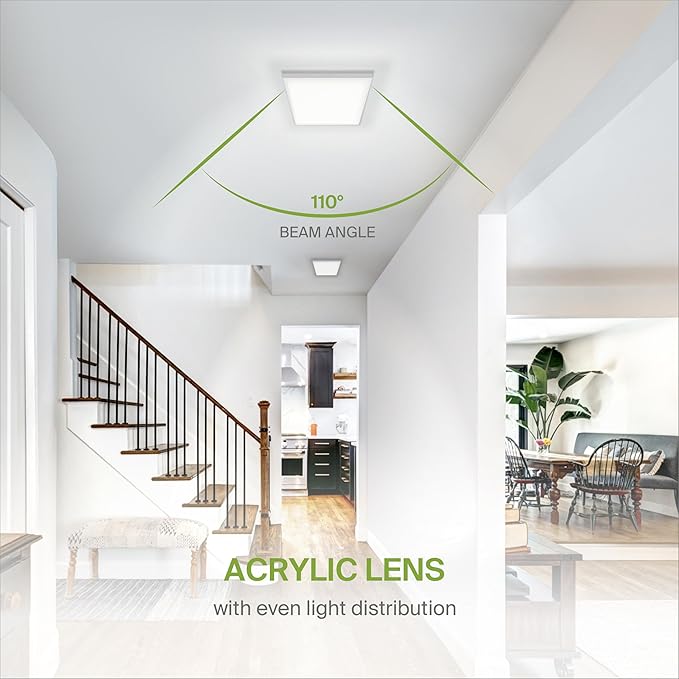 ASD LED 12" Square Flush Mount Ceiling Light Fixture, Low Profile Surface