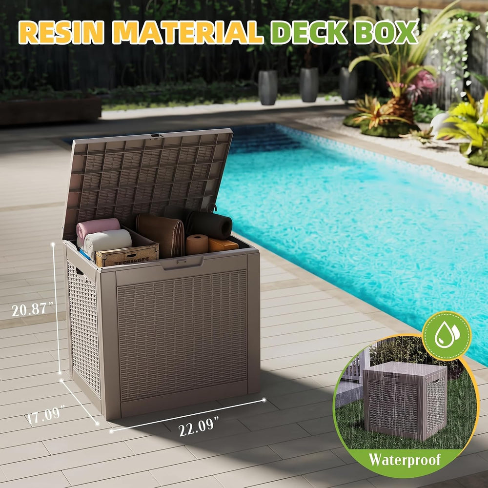 30 Gallon Outdoor Storage Box Weather Resistant UV Protection Waterproof Resi...