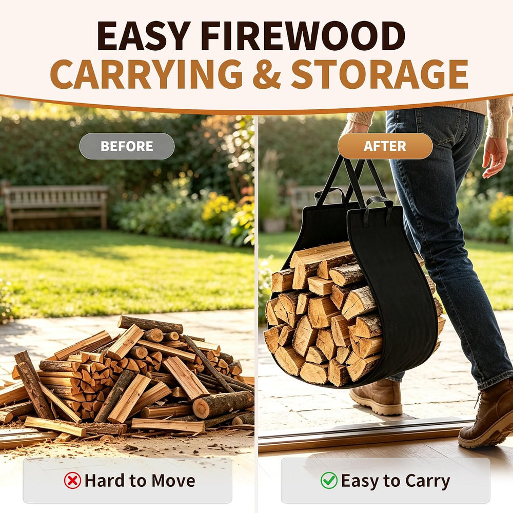 34 Inch Square Firewood Rack Indoor Outdoor with Handle Log Carrier