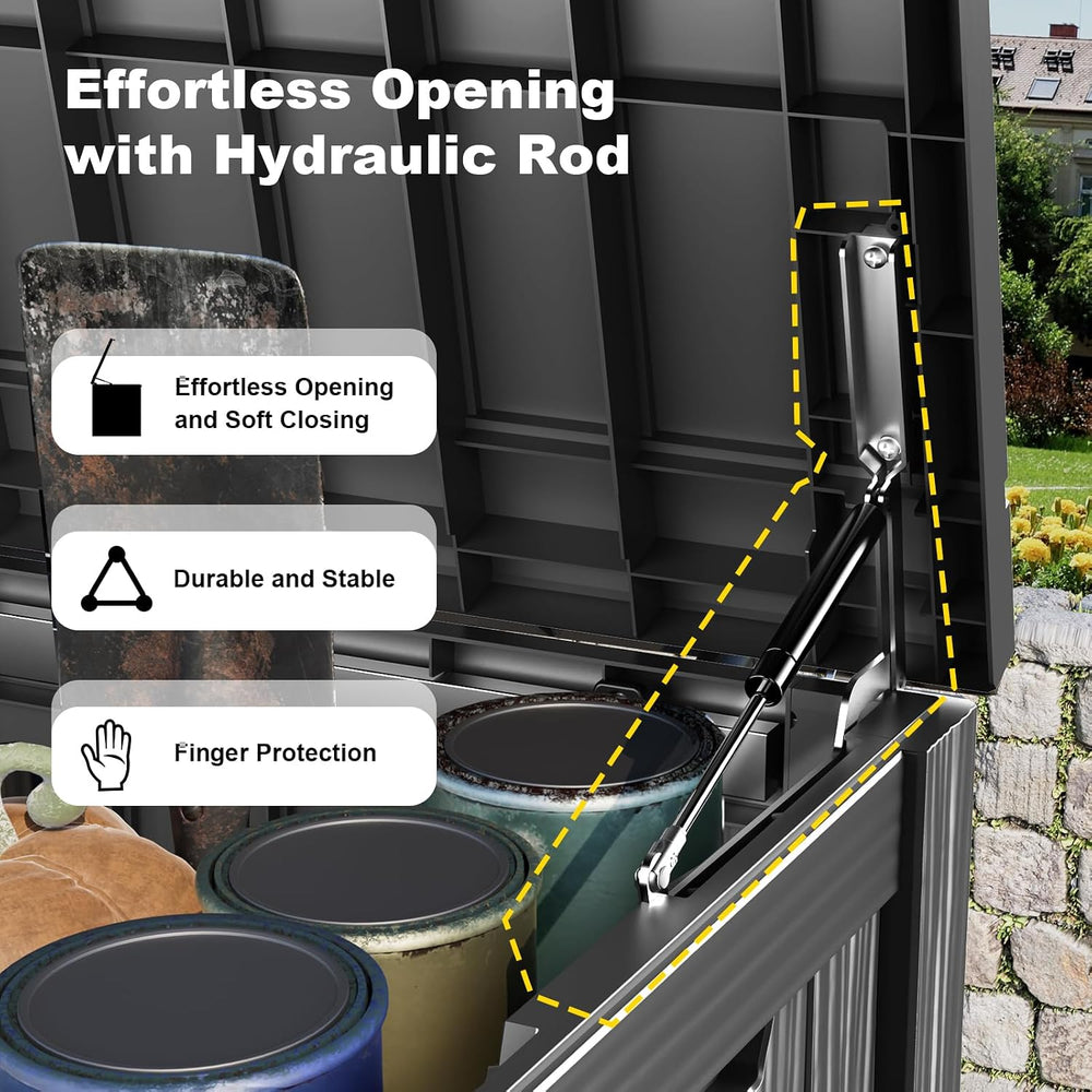 PatioZen 200 Gallon Deck Box Lockable Waterproof UV Resistant Black