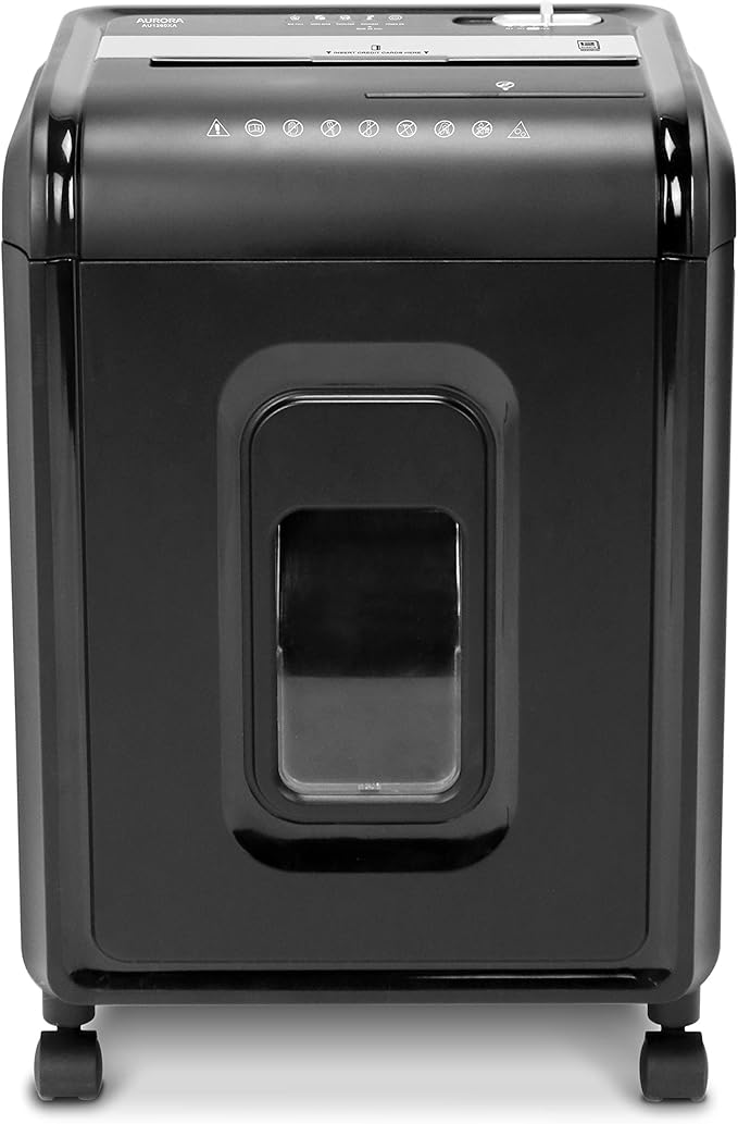 Aurora AU1260XA Anti-Jam 12-Sheet Crosscut Paper and CD/Credit Card Shredder