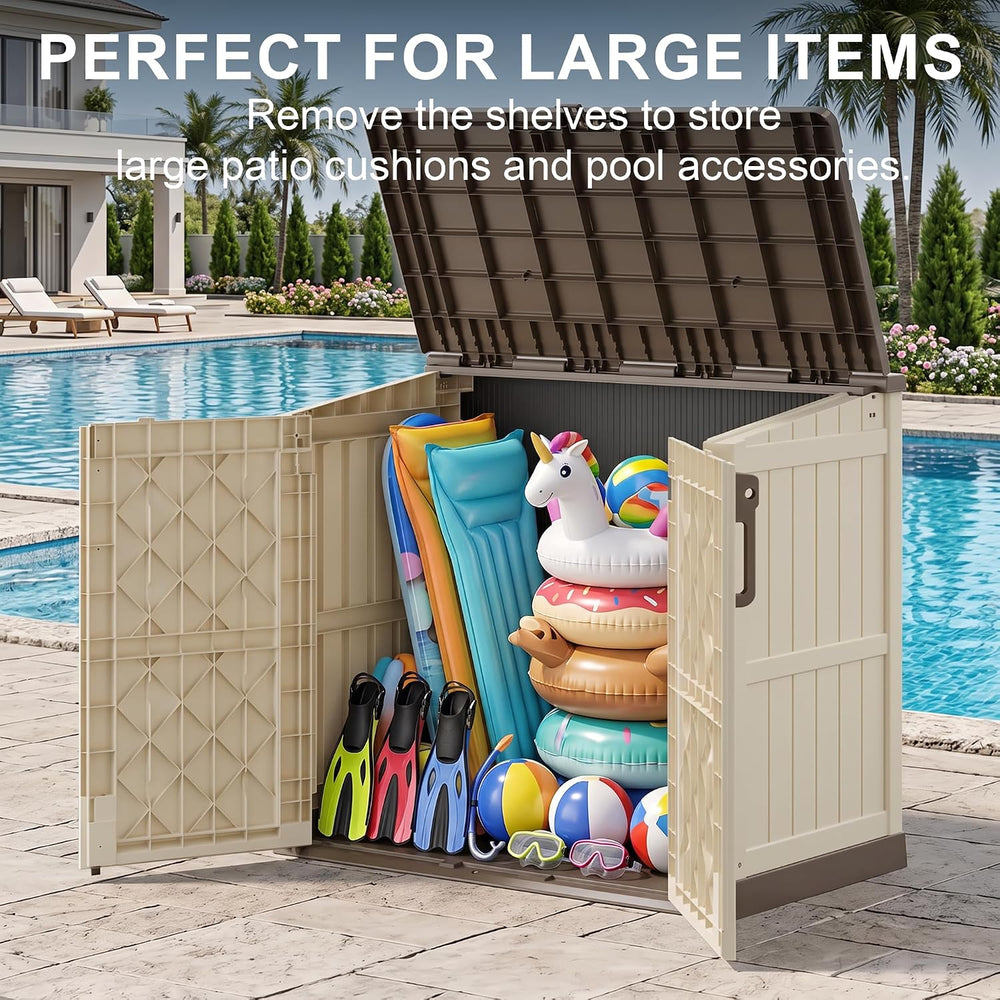 Outdoor Storage Box & Cabinet 36 Cu Ft, Patio Storage Box, Brown