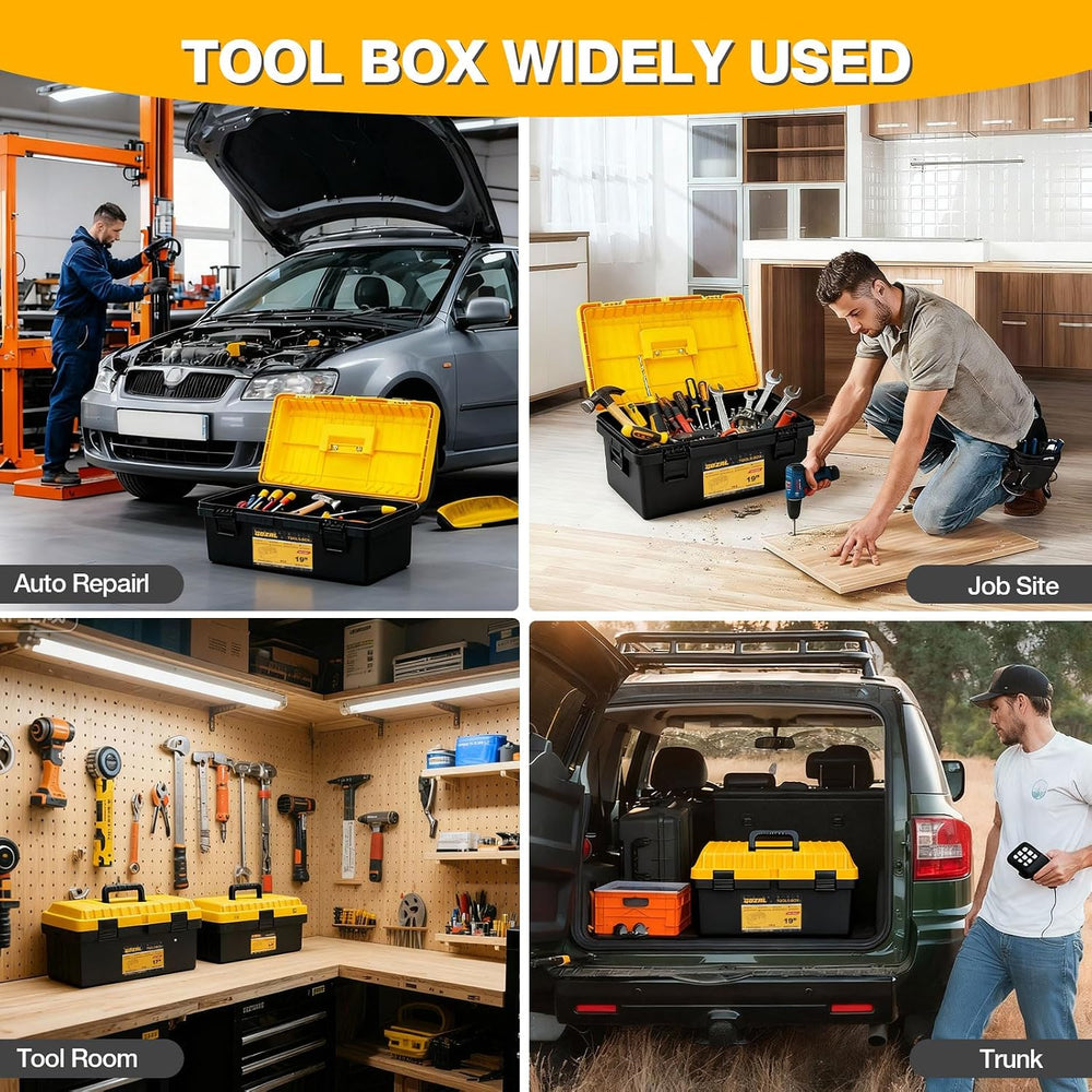 Tool Box Set of 4, Large Plastic Stackable Tool Boxes for Tool Storage