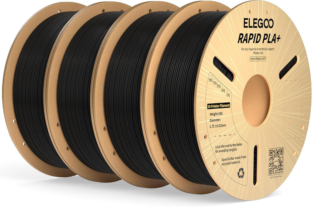 ELEGOO Rapid PLA Plus Filament 1.75mm Black 4KG, PLA+ 3D Printer Filament