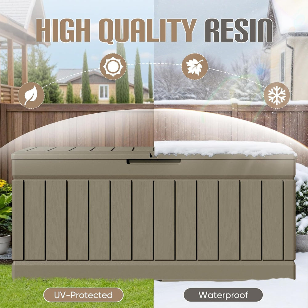 JUMMICO 78 Gallon Deck Box Waterproof Resin Outdoor Storage Box