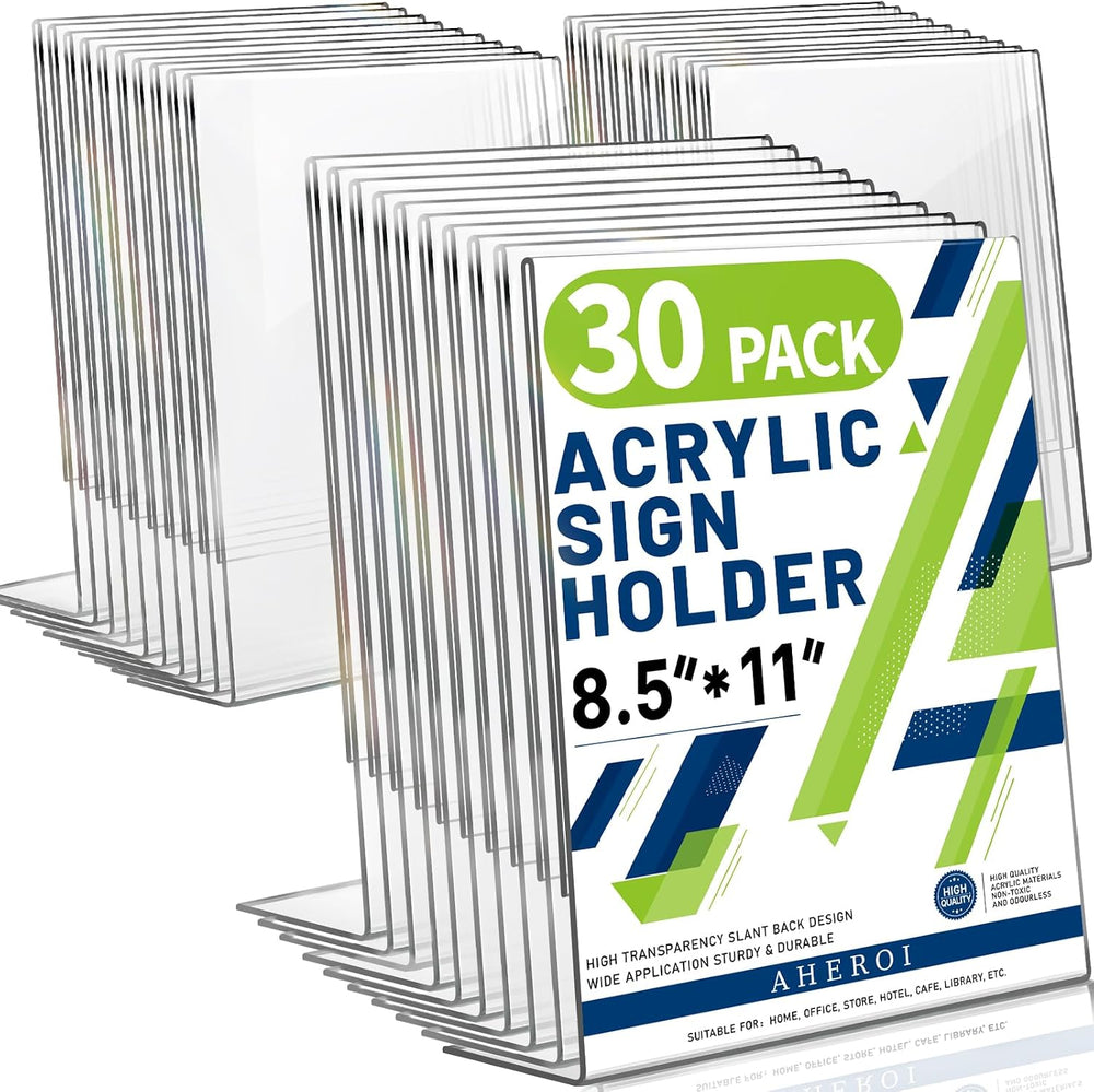 Aheroi Acrylic Sign Holder 8.5 x 11, Plastic Stands Flyer Display, Office (30...