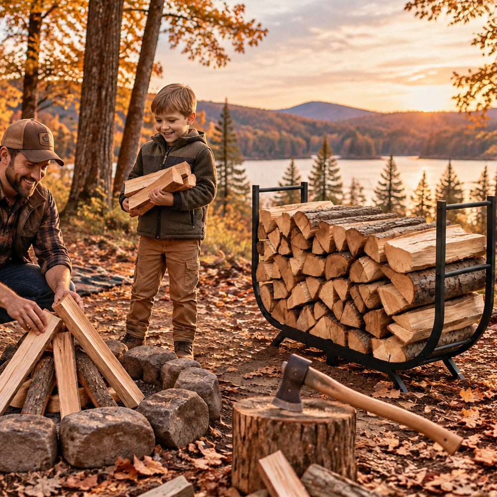 42 Inch Firewood Rack Outdoor Wood Storage Rack