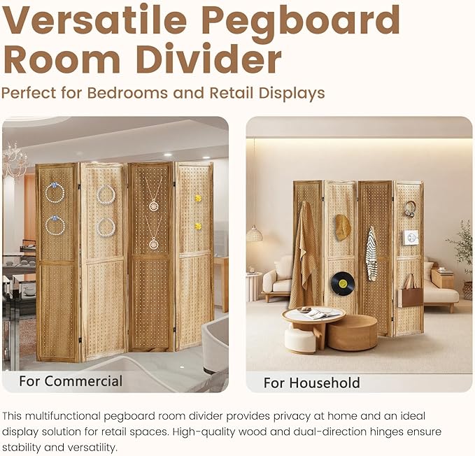 Aleesing 4 Panel Pegboard Display
